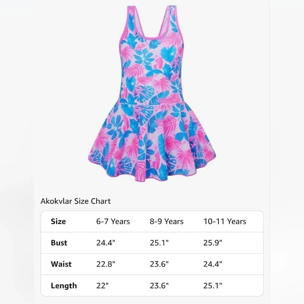 Girls Pink and Blue Floral Swimsuit One Piece